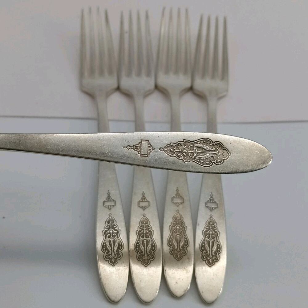 5X DF BIRD of PARADISE Dinner Forks Community Oneida 1923 Silverplate